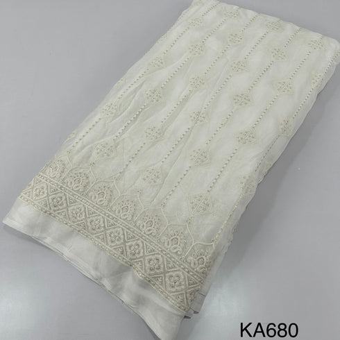 Dyeable thread Embroidered Sequins Georgette Fabric - KA680